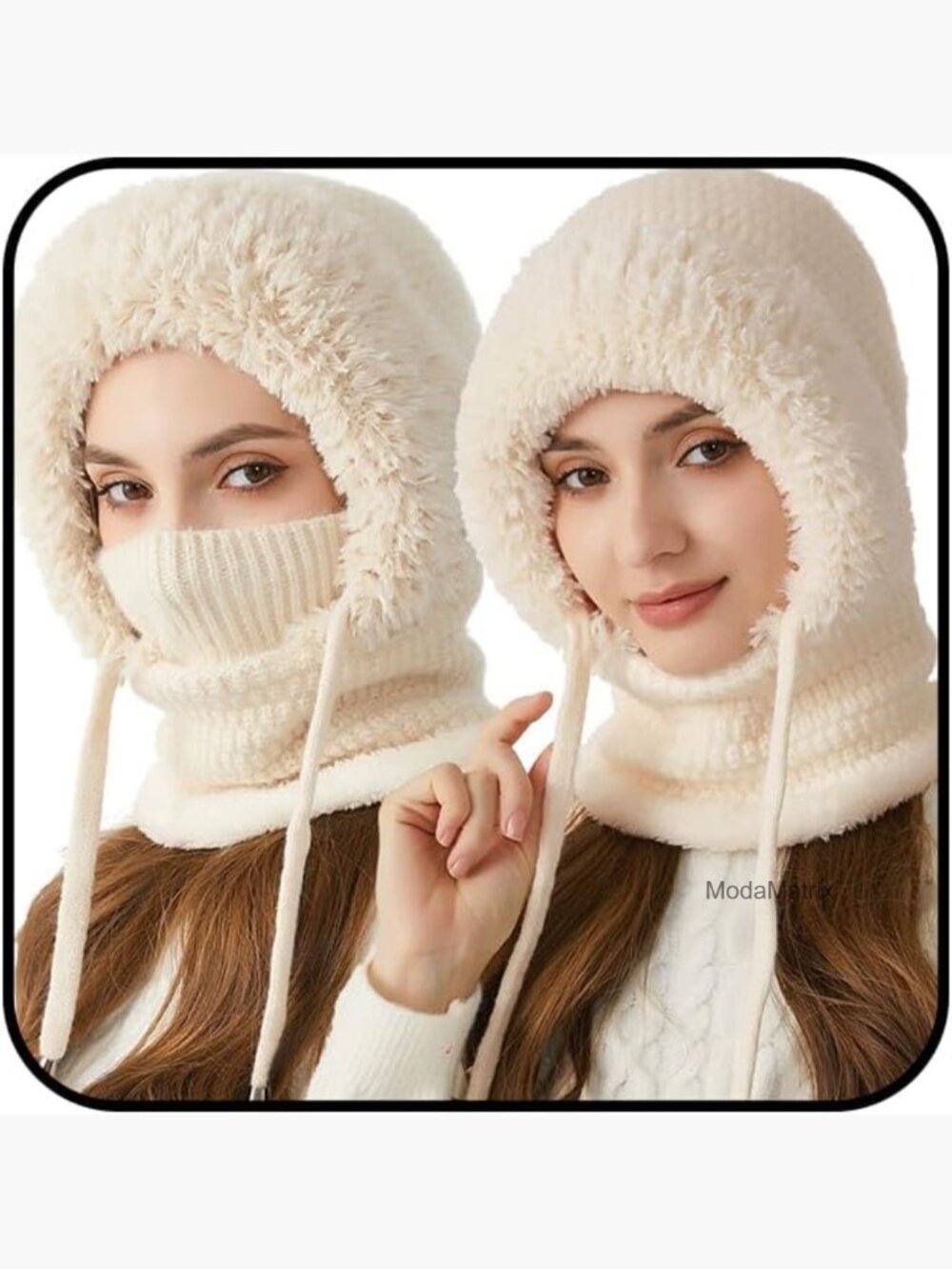 3 in 1 Knitted Beanie Hat with Scarf and Ski Mask Set